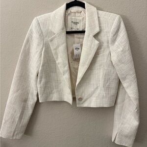 Abercrombie & Fitch Cream Textured Blazer